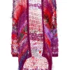 Tops*Rodarte Red And Purple Oversized Loose Hand Knit Cardigan