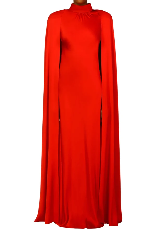 Dresses*Rodarte Red Silk Satin Cape Gown