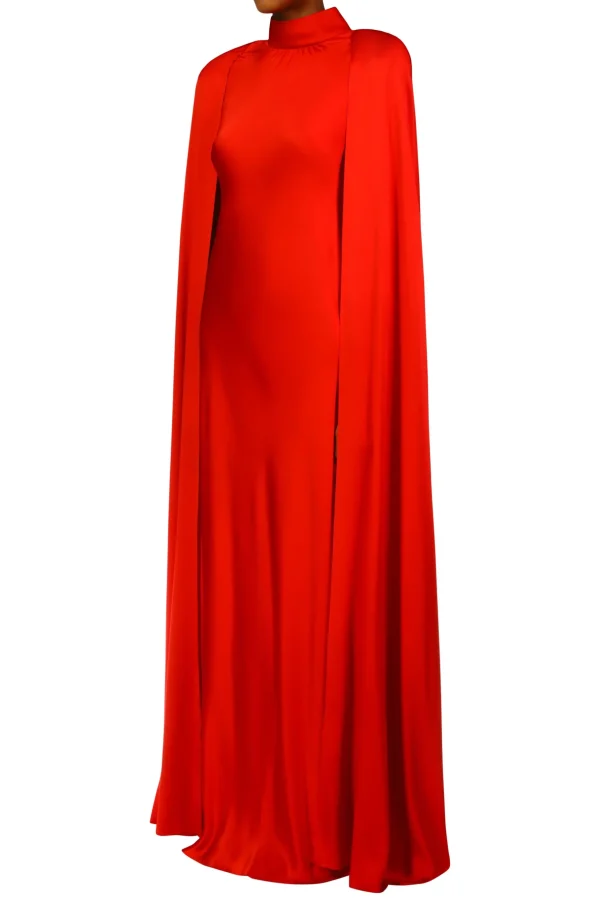 Dresses*Rodarte Red Silk Satin Cape Gown