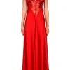 Dresses*Rodarte Red Silk Satin Gown With Sequin Detail