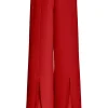 Bottoms*Rodarte Red Wide Leg Double Faced Wool Pant