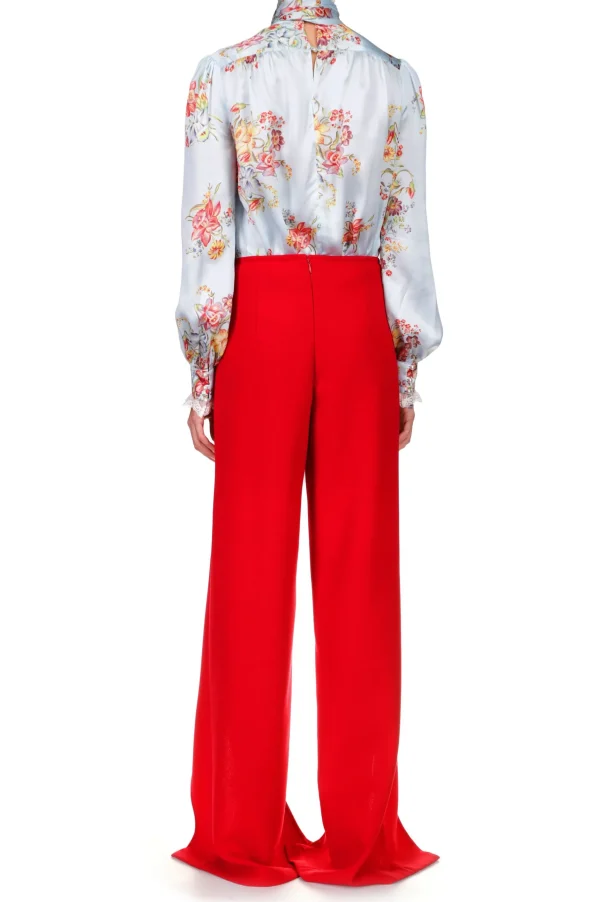 Bottoms*Rodarte Red Wide Leg Double Faced Wool Pant