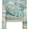 Tops*Rodarte Sea Foam Loose Hand Knit Wrap Sweater