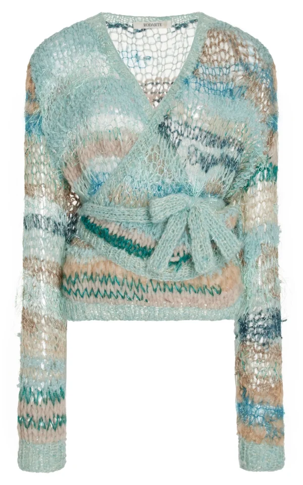 Tops*Rodarte Sea Foam Loose Hand Knit Wrap Sweater