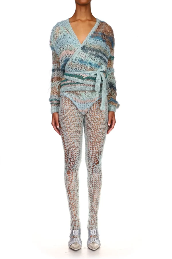 Tops*Rodarte Sea Foam Loose Hand Knit Wrap Sweater