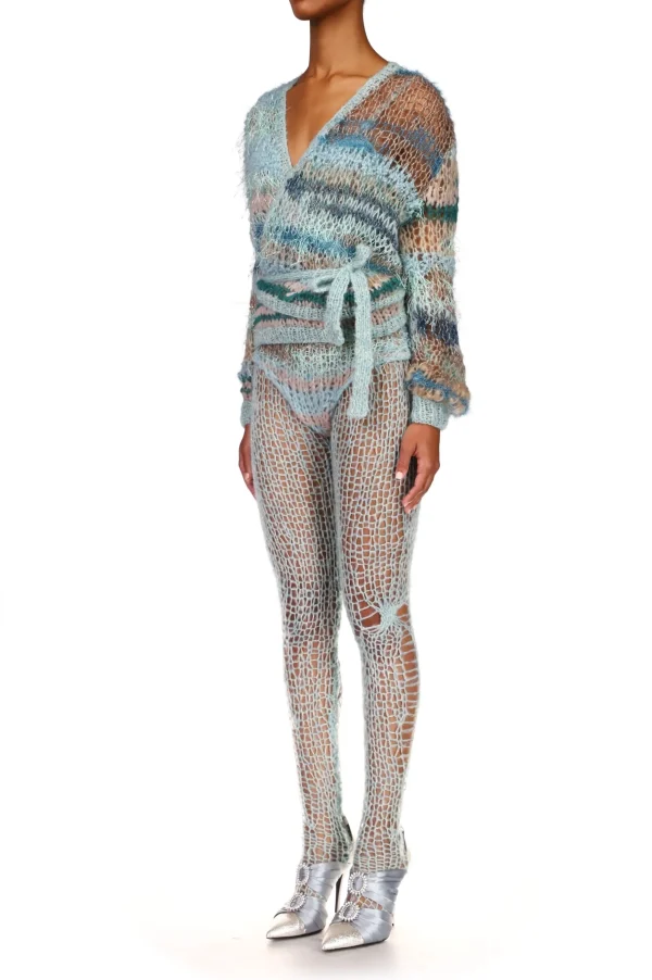 Tops*Rodarte Sea Foam Loose Hand Knit Wrap Sweater