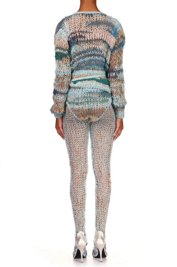 Tops*Rodarte Sea Foam Loose Hand Knit Wrap Sweater