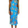 Dresses*Rodarte Teal Mushroom Printed Silk Satin Slip Dress