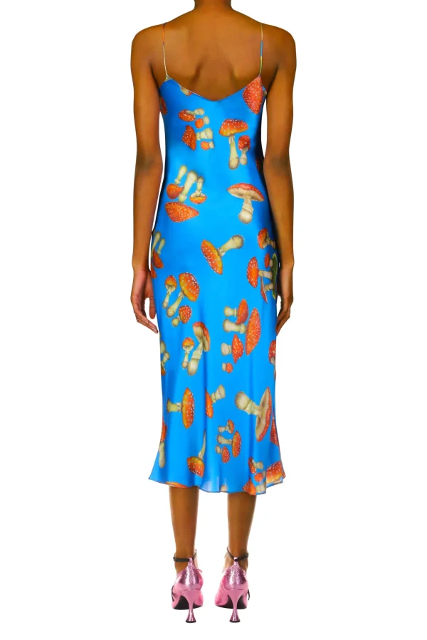 Dresses*Rodarte Teal Mushroom Printed Silk Satin Slip Dress