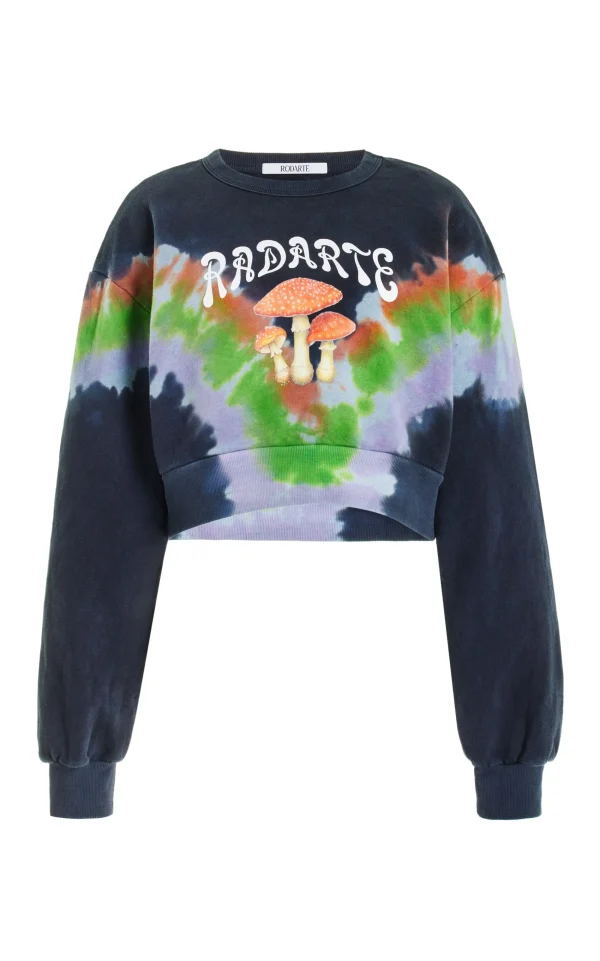 Tie-Dye*Rodarte Tie Dye Mushroom Print Radarte Crop Sweatshirt