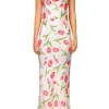 Dresses*Rodarte Tulip Printed Silk Satin Bias Slip Dress With Silk Flower