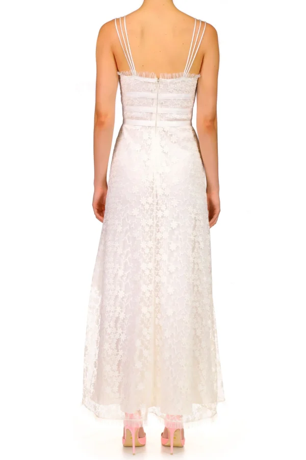 Dresses*Rodarte White Daisy Lace Dress With Tulle Ruffle And Ribbon Details