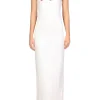 Dresses*Rodarte White Sequin Halter Gown With Hand Beaded Floral Detail