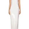 Dresses*Rodarte White Sequin Halter Gown With Flower Detail