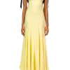 Dresses*Rodarte Yellow Silk Crepe Bias Dress With Black Velvet Ribbon Bow Detail